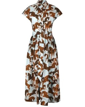 Sara Roka Edrina Horse-Print Midi Dress - White