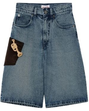 Charles Jeffrey Trumpet-Patch Corduroy-Pocket Shorts - Blue