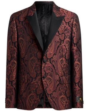 Etro Chenille Jacquard Single-Breasted Jacket With Paisley Motif - Brown