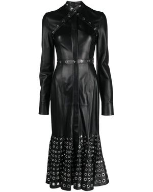 Off-White c/o Virgil Abloh Eyelet-Embellished Leather Midi Dress - Black