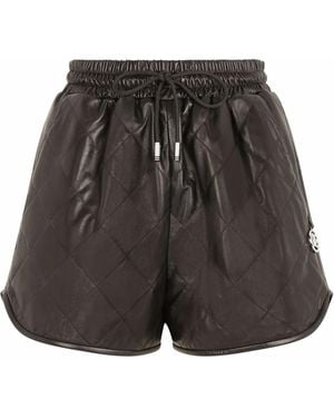Dolce & Gabbana Quilted Leather Track Shorts - Black