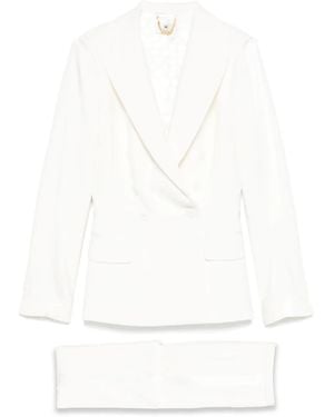 Elisabetta Franchi Double-Breasted Crepe Suit - White