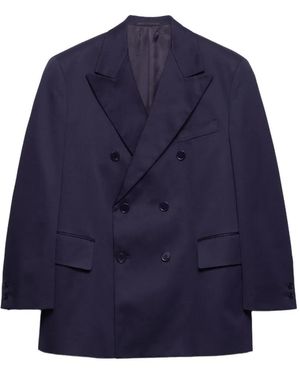 Prada Double-Breasted Peak-Lapel Blazer - Blue