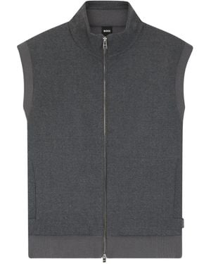 BOSS Zip Knitted Gilet - Grey