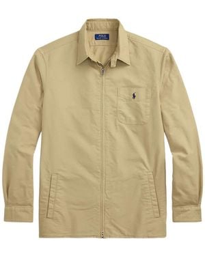 Polo Ralph Lauren Oxford Zip-Up Shirt Jacket - Natural