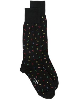 Paul Smith Letters インターシャ靴下 - ブラック