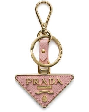 Prada Triangle-Logo Keychain - White