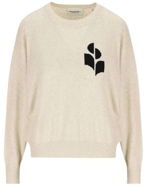 Isabel Marant Logo-intarsia crew-neck sweater - Weiß