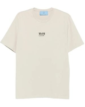 11 11 L.U.C.K. Logo-Print T-Shirt - White