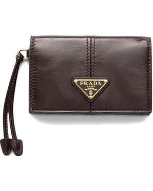 Prada Porte-Cartes En Cuir Avec Rabat - Grey