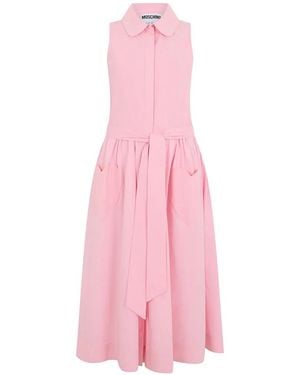 Moschino Heart-Pocket Sleeveless Midi Dress - Pink
