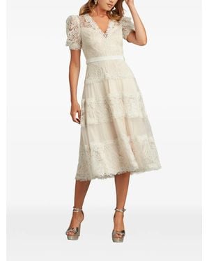 Tadashi Shoji Belline Lace Tiered Dress - Natural