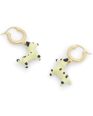 Marni Enamelled Dog-Charm Hoop Earrings - Metallic