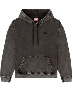 DIESEL S-Boxt-Hood-Den Drawstring Oval-Patch Hoodie - Black