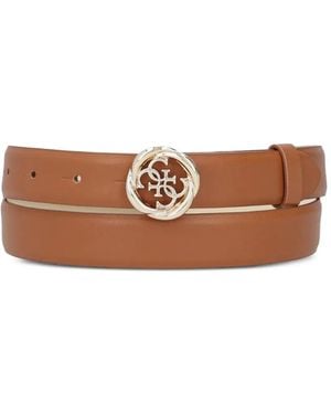 Guess Logo-Buckle Belt - Brown