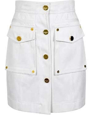 Elisabetta Franchi Button-Up Mini Cargo Skirt - White