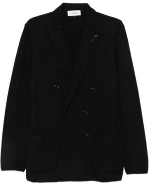 Lardini Double-Breasted Knitted Blazer - Black