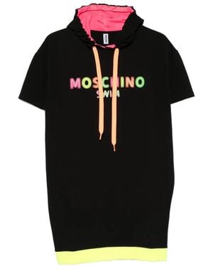 Moschino Logo-Print Drawstring Mini Dress - Black