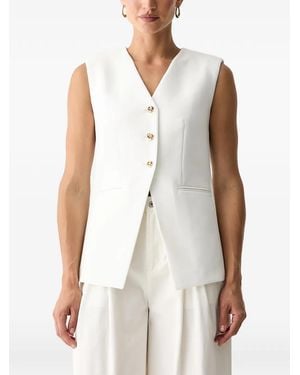 Morgan Button-Up V-Neck Waistcoat - White