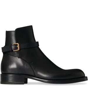 The Row Nobilis Buckle Leather Ankle Boots - Black