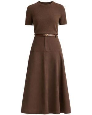 Vince Falda midi acampanada con cinturón - Marrón