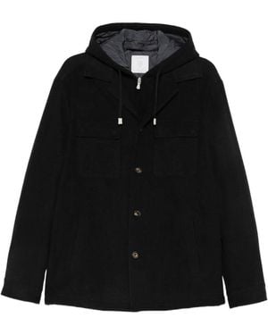 Eleventy Hooded Button-Up Jacket - Black