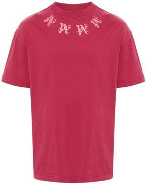 Palm Angels Monogram-Print Cotton T-Shirt - Red