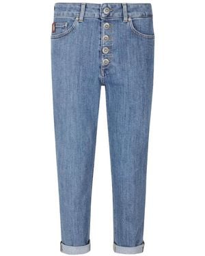 Dondup Koons Button-Fly Cropped Jeans - Blue