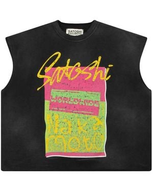 Satoshi Nakamoto Worldwide Cut Off Graphic-Print T-Shirt - Black
