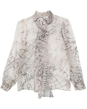 Paul & Joe Blusa estampada con lazo en el cuello - Blanco