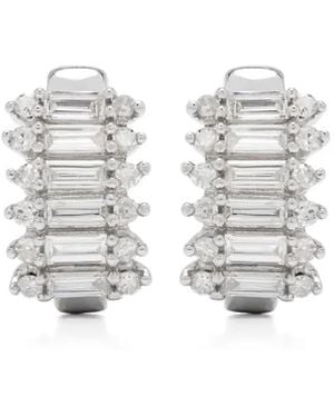 Adina Reyter Stack Baguette Jシェイプ フープピアス - ホワイト