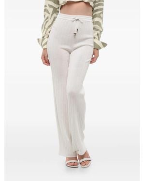 Balmain Pantalon Nervuré À Taille Élastiquée - White