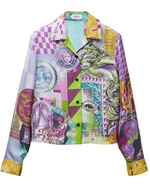 Versace Printed Silk Twill Shirt - White