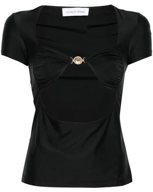 Marine Serre Draped Jersey Top - Black