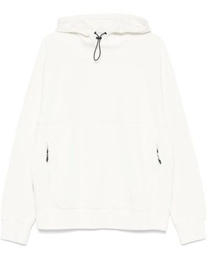 Woolrich Hooded Jumper With Pouch Pocket And Ribbed Details - White