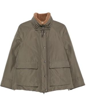 Brunello Cucinelli Shearling-Collar Press-Stud Jacket - Brown