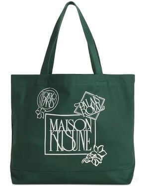 Maison Kitsuné Bolso Shopper Con Sello Art Nouveau - Verde