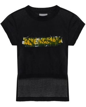 Balenciaga Asymmetrical Logo-Print T-Shirt - Black
