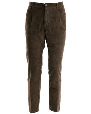 Cruna Belt-Loops Corduroy Pants - Gray