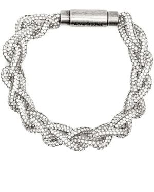 Acne Studios Crystal-Embellished Cord Bracelet - Metallic