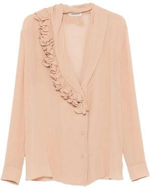Alberta Ferretti Shirt Met Ruches - Naturel