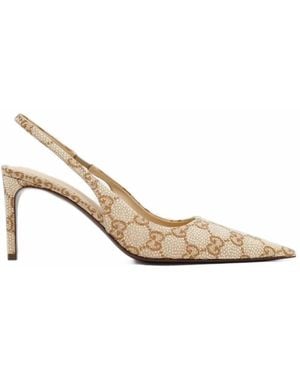 Gucci Donna Crystal Slingback Court Shoes - White