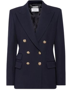Philipp Plein Marine Fit Double-Breasted Blazer Teddy - Blue