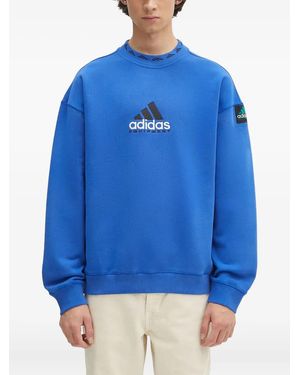 adidas Logo-Embroidered Crew-Neck Sweatshirt - Blue