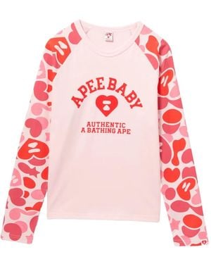 AAPE BY A BATHING AP Camo-Print Raglan-Sleeve T-Shirt - Red