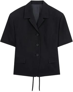 Juun.J Lace-Up Short-Sleeve Jacket - Black
