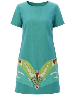 Lanre Da Silva Ajayi Butterfly-Embroidered A-Line Mini Dress - Green