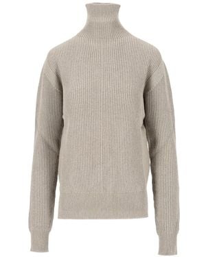 Rick Owens Ribbed-Knit Roll-Neck Sweater - White