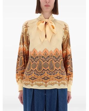 Etro Paisley-Pattern Bow Blouse - Blue