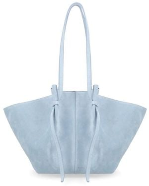 Yuzefi Large Mochi Suede Shoulder Bag - Blue